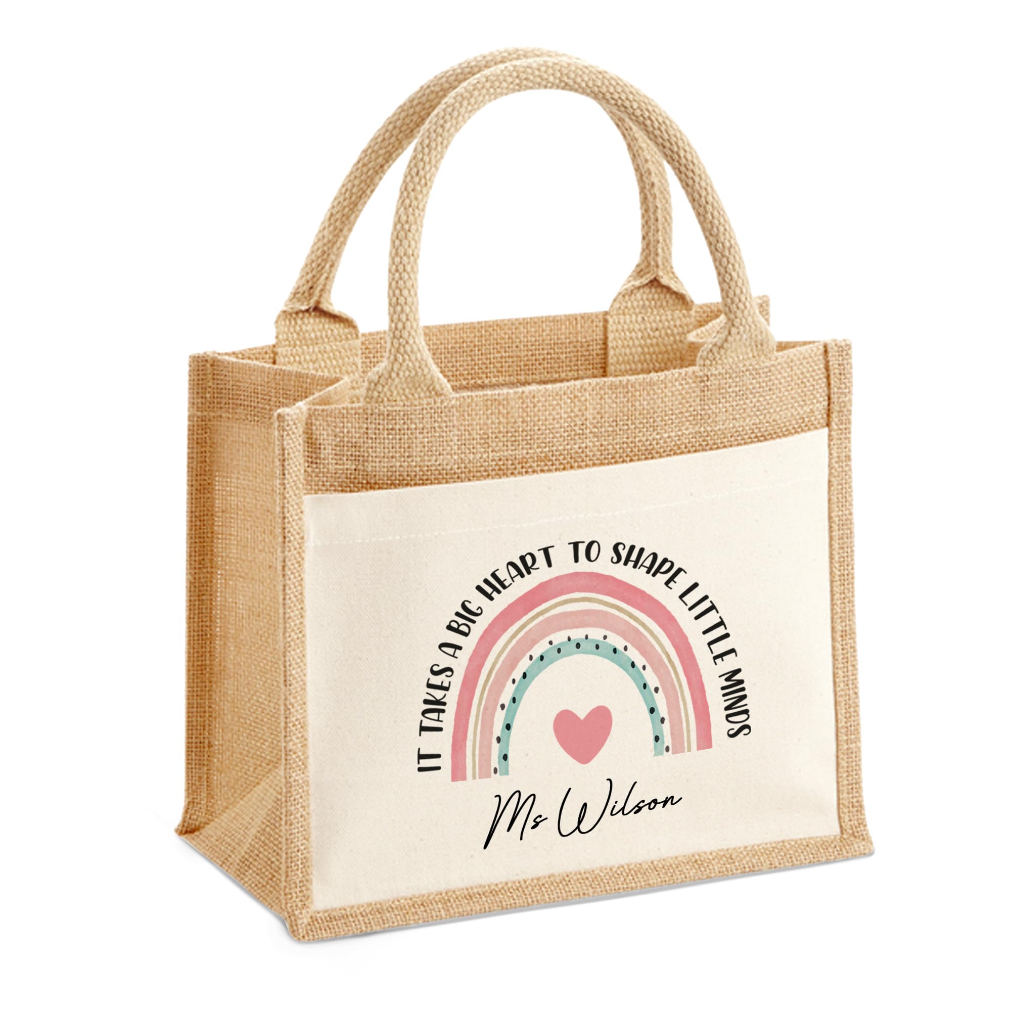 Personalised Teacher Bag – Thoughtful Teacher Gift with Pupil Heart Design – End of Term Tutor Leaving Present – Custom Thank You Gift for Teachers and Assistants — image 1