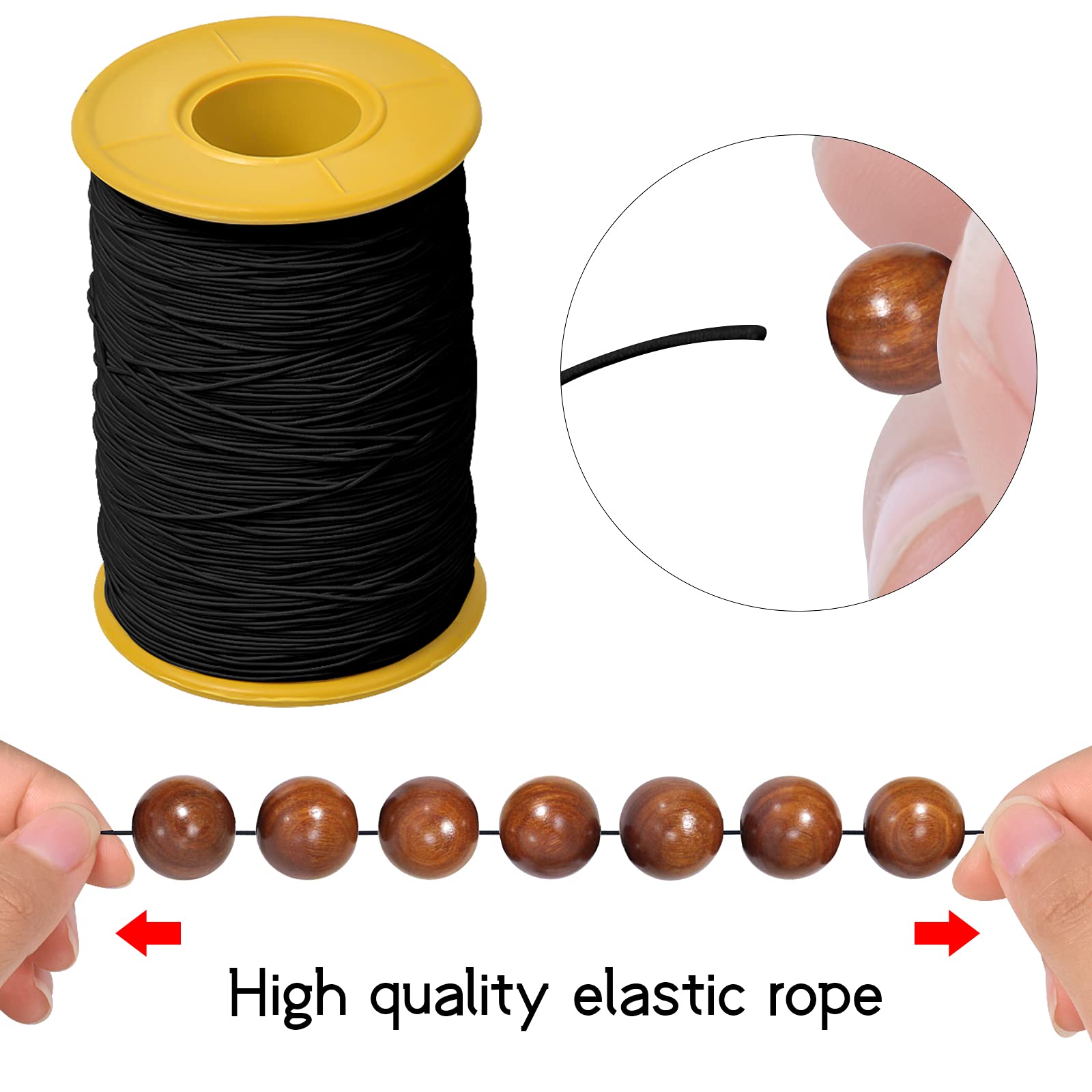 Elastieken draad 0,5 mm, 380 m rubberen draad, elastisch koord voor sieraden, knutselkoord voor armbanden, sieraden maken, knutselbenodigdheden, naaitoebehoren