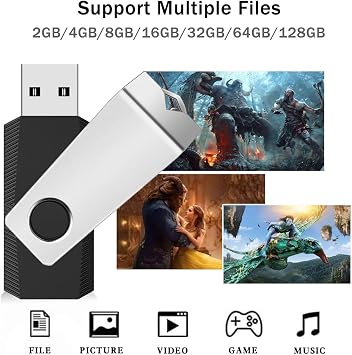 2GB Flash Drive 2 Pack, Wooolken USB 2.0 Thumb Drives Memory Stick | USB Stick Swivel Design with LED Light and Lanyards for Data Storage Backup