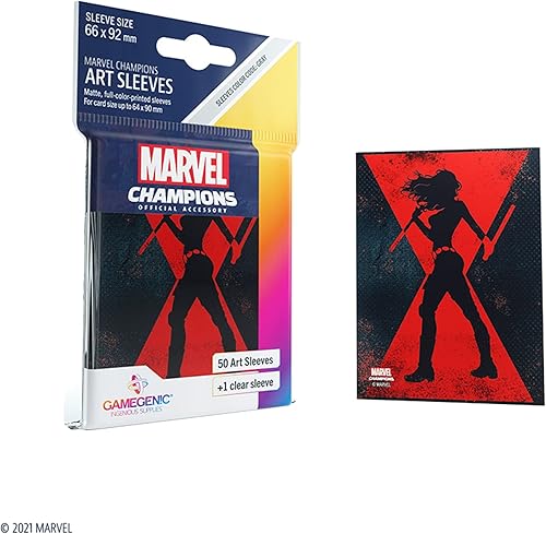 Miniatura 3 de Gamegenic Marvel Champions The Card Game - Fundas oficiales de Black Widow Art - Paquete de 50 fundas artísticas y 1 funda transparente, soporte