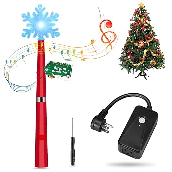 Wireless Remote Control Outlet, Magic Light Wand for Christmas Tree Lights and Home Decoration Lights, Remote Light Switch with Music, Christmas Surprise for Kids/Friends/Family, Red