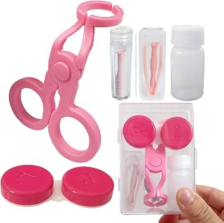 Contact Lens Applicator Tool, Color Contact Lenses Wearing Aids, Eye Opener for Contacts Easy Insertion and Removal, with Contact Lens Case, Sucker+Tweezer with Soft Tip