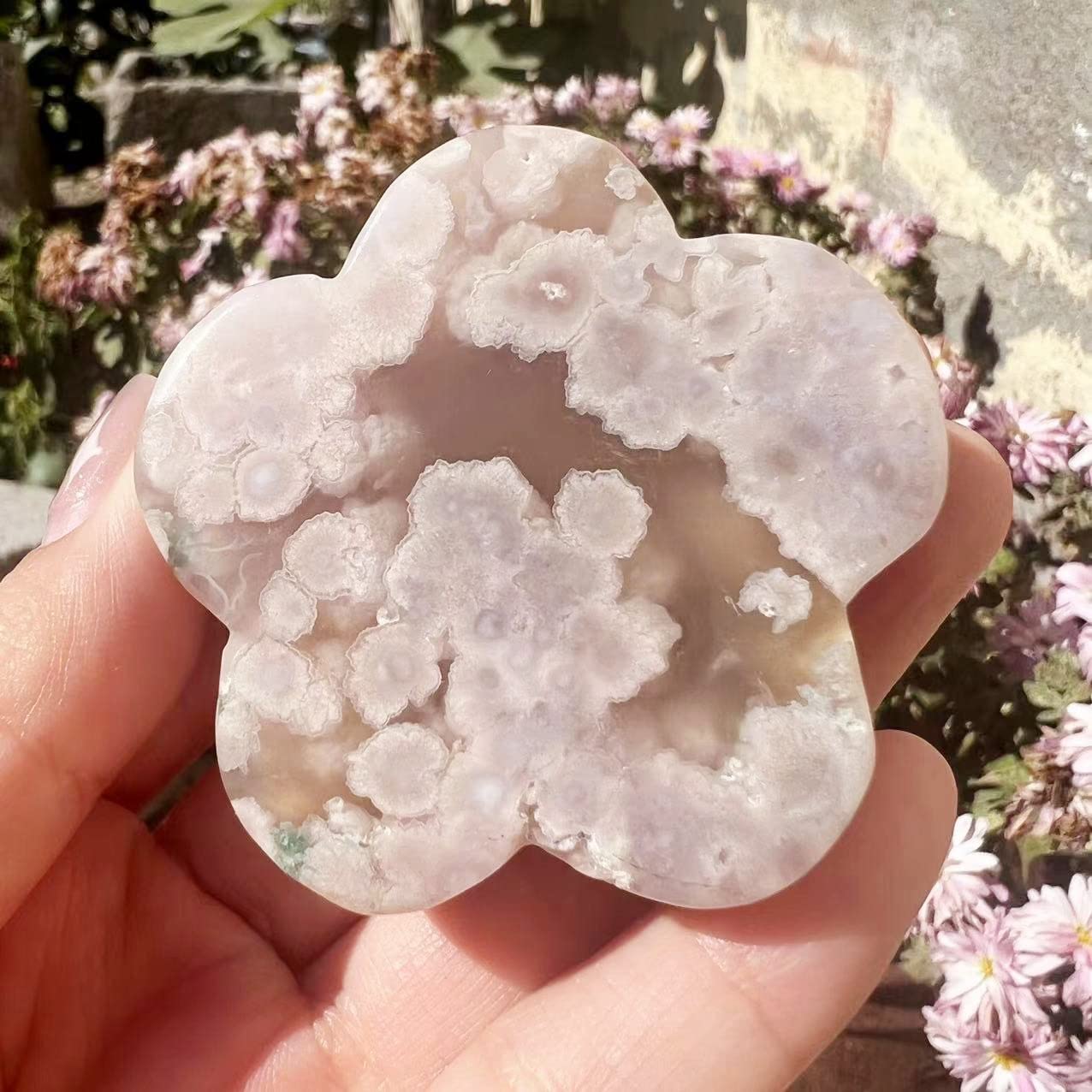 Amazon.co.jp: 天然ピンクの花瑪瑙の花の形のクォーツ クリスタル桜