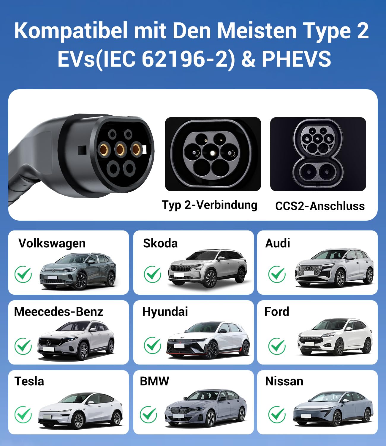 Typ 2 Ladekabel Schuko 3,7kW - 7m|6-16A|1-phasig Tragbare Ladekabel Auto, Einstellbarer Ladeleistung, Einstellung Startzeit, LCD-Anzeige, IP65 Wasserdicht, für Allen EVs(IEC 62196-2) & PHEVS