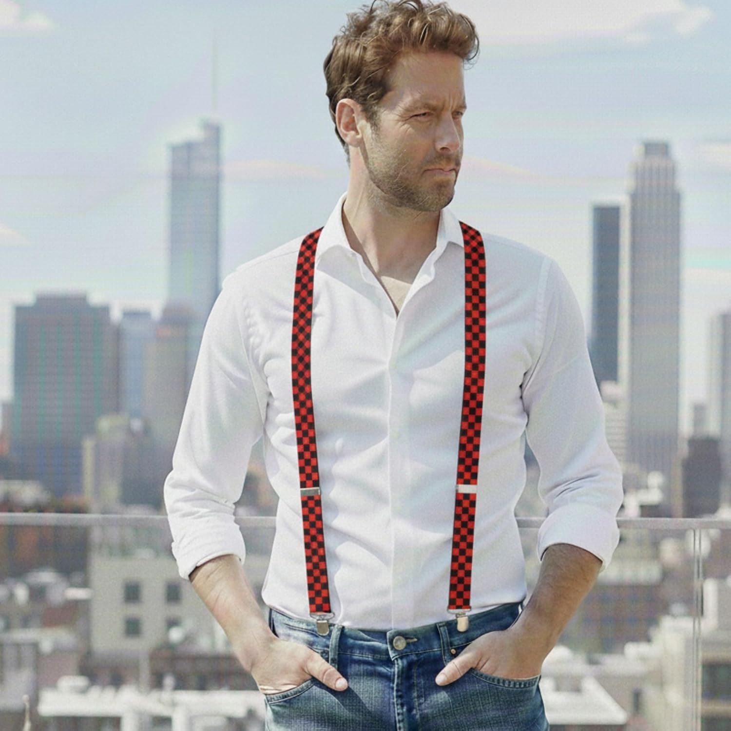 Dibi Suspenders for Men - Adjustable Y Back Mens Suspenders with 3 Heavy Duty Strong Clips - Image 2