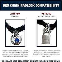 Vista 7 de ABUS Cadena de seguridad cuadrada de acero endurecido 6KS de 1/4 pulgadas de grosor para bicicletas, contenedores, remolques, cuatrimotos