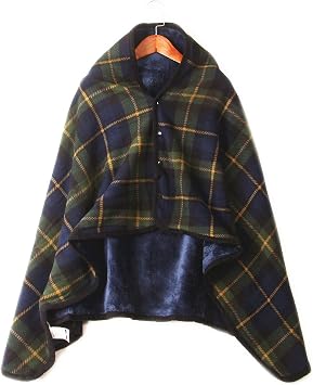DKULMN Wheelchair Blanket, Wheelchair Poncho Warm Fleece Blanket,Fleece Wearable Blanket, Plaid Lap Blanket Comfy Poncho Throw for Women Lady Winter Use,B