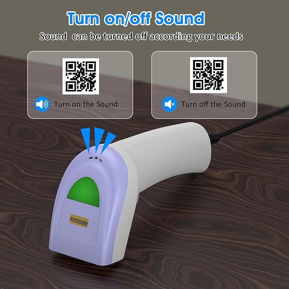 Symcode 2D Barcode Scanner USB Wired Virtual COM Handheld Automatic QR Data Matrix PDF417 Maxi IMB bar Codes Imager Global Shutter Computer Screen Scan for Windows Mac and Linux PC POS