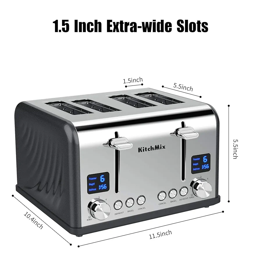 Amazon.com: KitchMix Toaster 4 Slice, Bagel Stainless