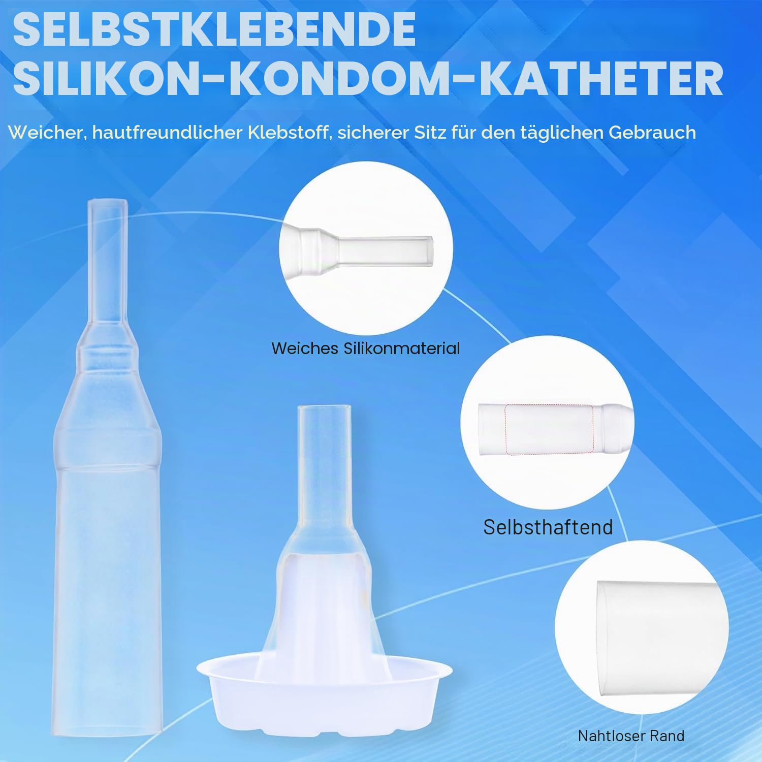 12 Stück Urinalkondom für Männer – 29mm, selbstklebend & hautfreundliches Silikon, atmungsaktiv, transparent und sicherer Halt ohne Leckagen. Ideal für Inkontinenz & Langzeitanwendung