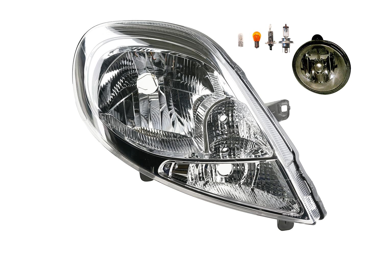 Johns, Faros delanteros halógenos delanteros principales aptos para Nissan Primastar 09/2006 - H4 derecho + faros antiniebla + bombilla