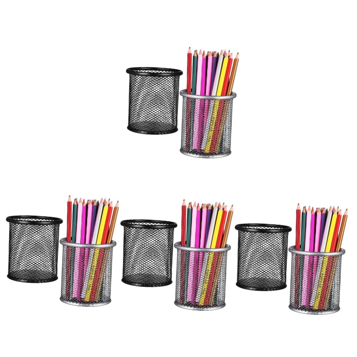 NUOBESTY 4 Set Di Portaoggetti Per Cancelleria Organizer Da Scrivania in Metallo Portapenne in Rete Contenitore Per Matite E Pennelli 2 Pezzi*4