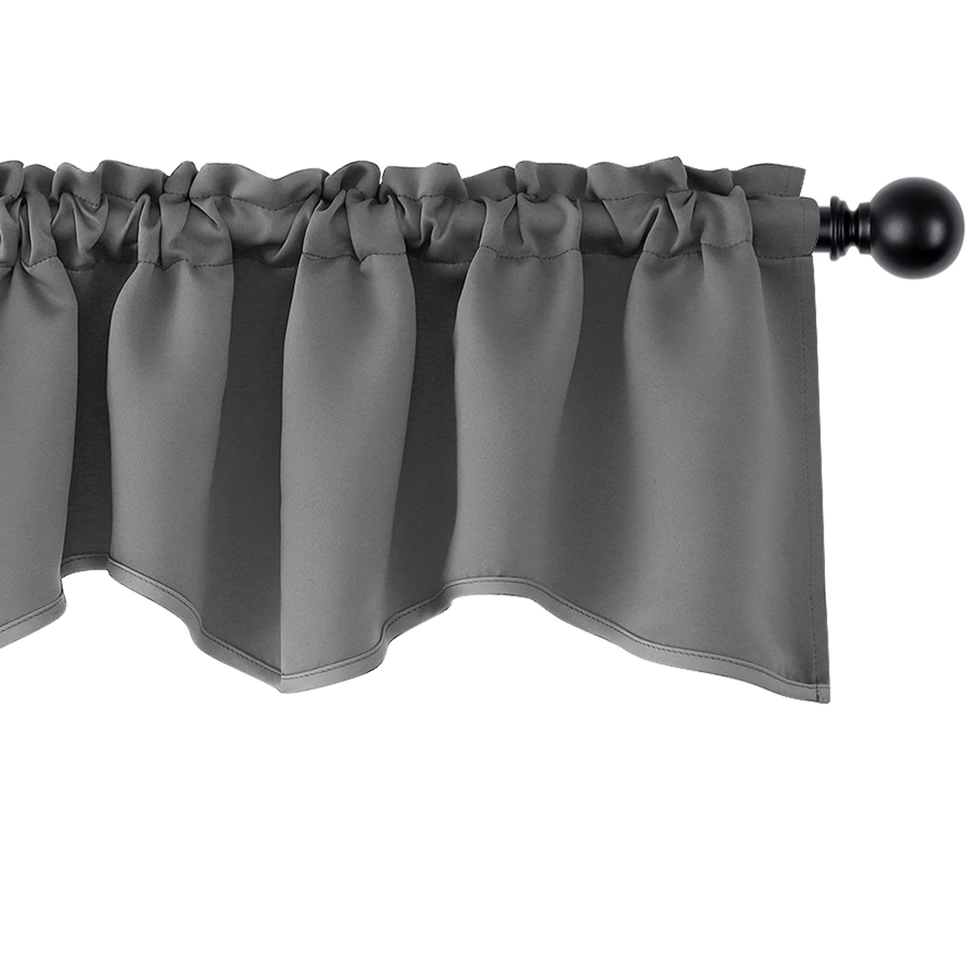 Deconovo Valances for Windows, Kitchen Valance for Window Topper, Scalloped Room Darkeing Small Curtain for Living Room Bedroom, Rod Pocket, Machine