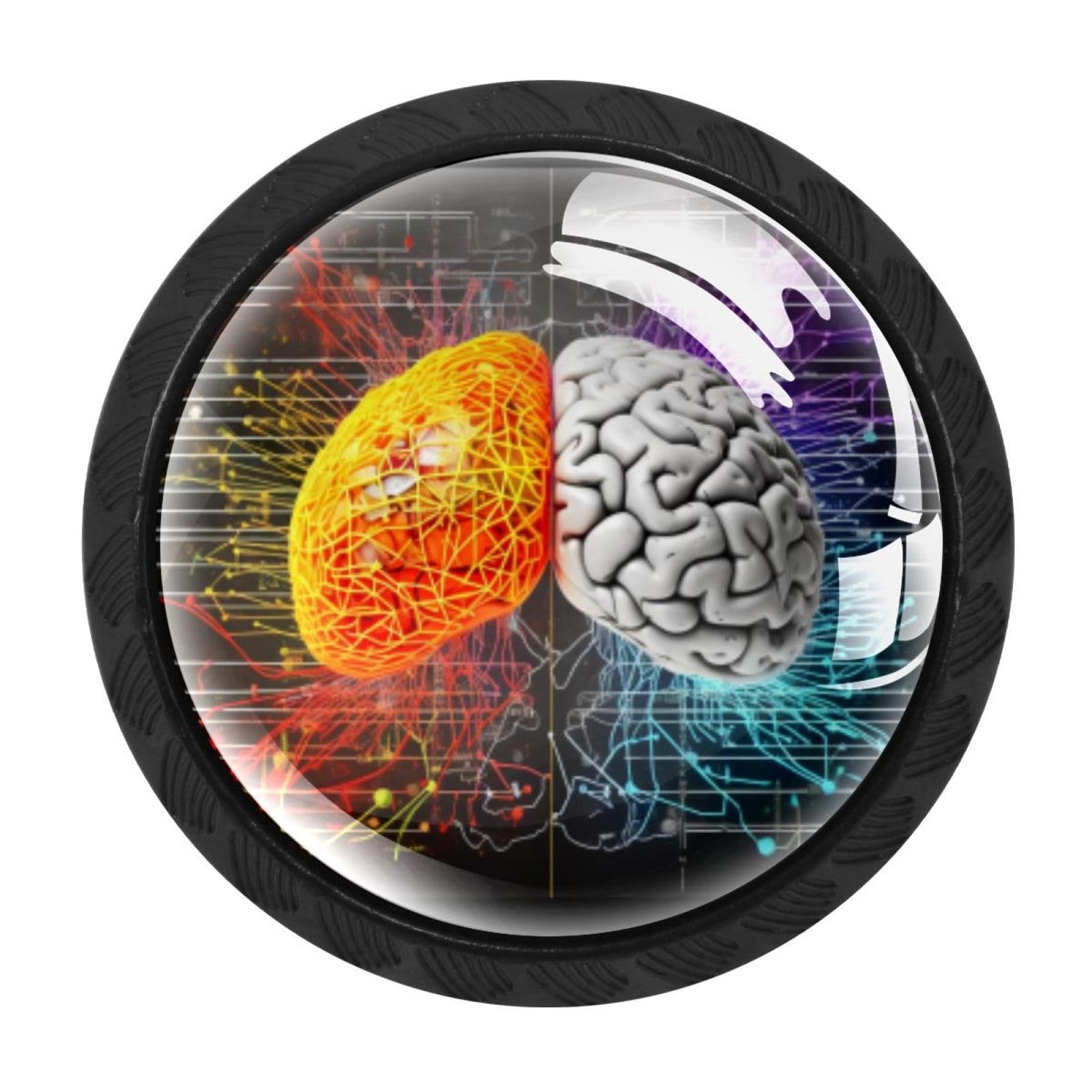 Chenzzzz Multicolored 01 4 Pieces Dresser Knobs Mathematical Engineering Brain Drawer Knobs Cabinet Knobs Pull Handles For Home Kitchen Office