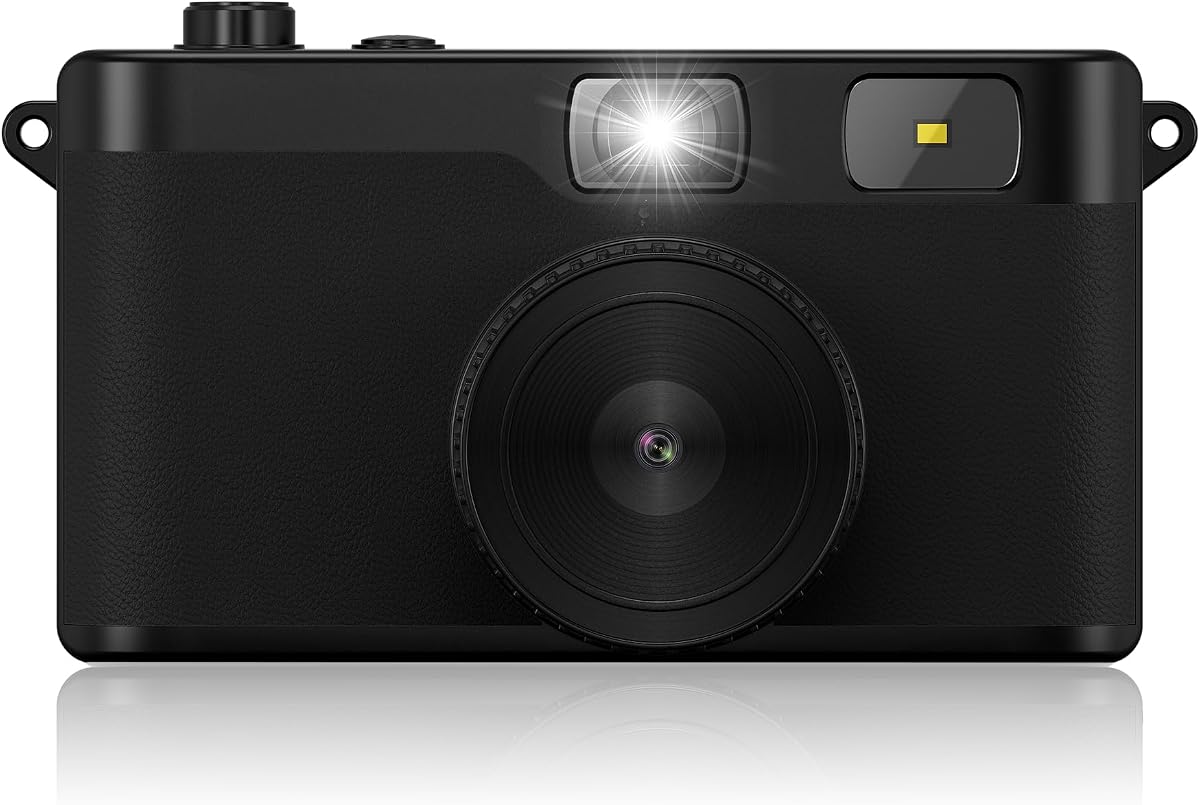 Yatao Retro Screen Free Digital Camera, Film-Style Filters for Photography | Portable 16MP Rechargeable Camera, Flash, Point & Shoot, 8GB Storage, Quick Snap for Beginners on Travel & Camp (Black)