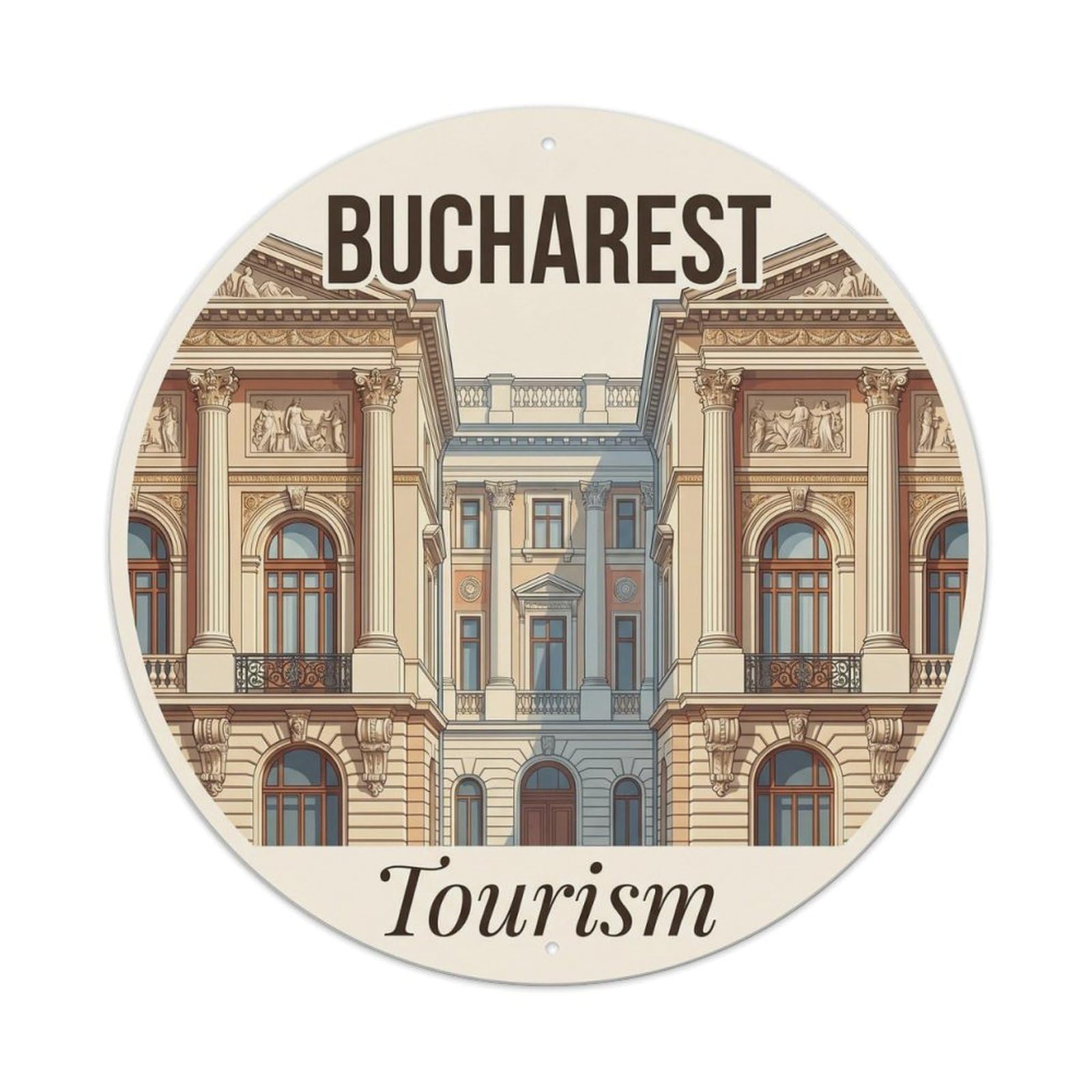 Fqcyn Style Vintage Travel Bucharest Architecture Tourism Metal Tin Sign