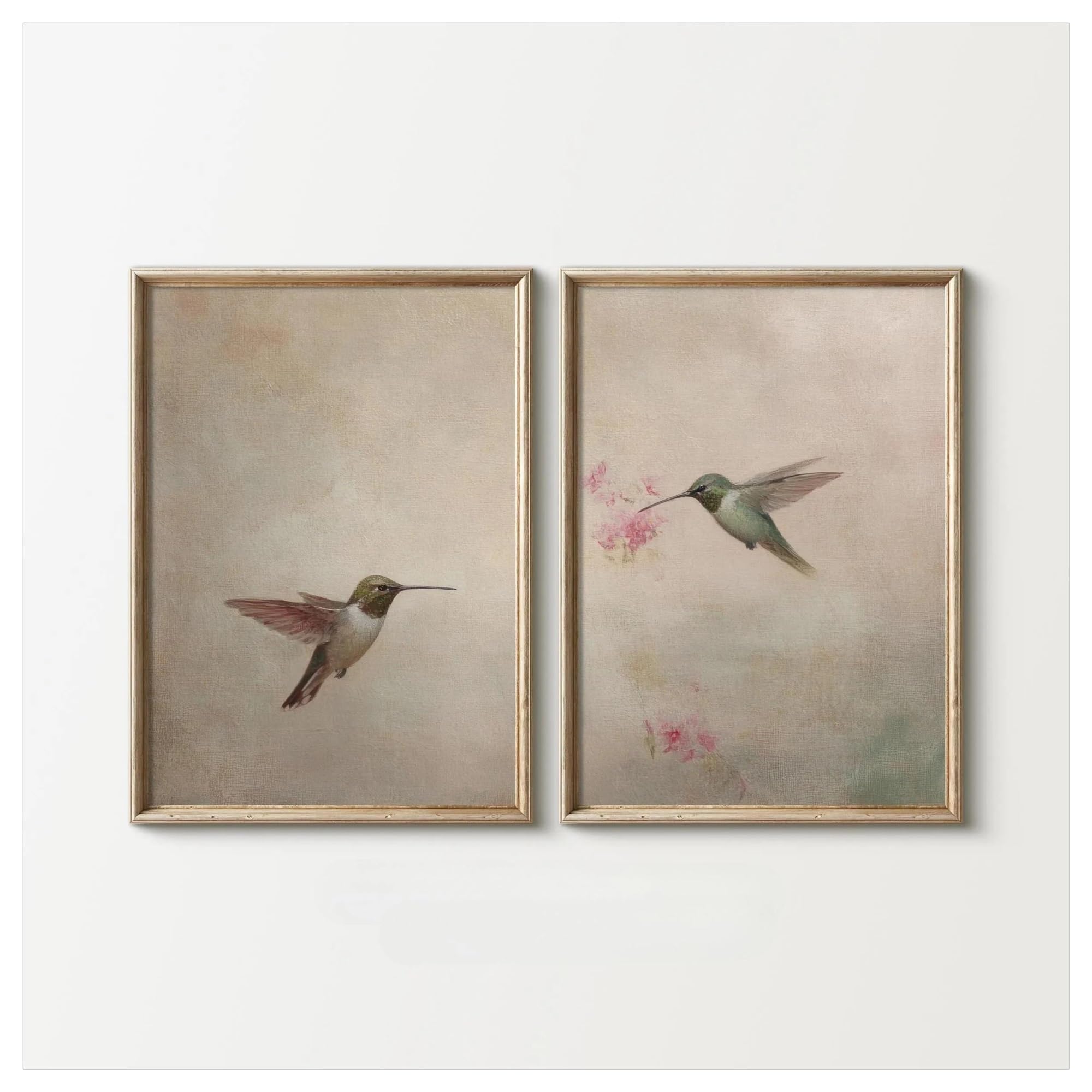 Byambd C Aestheti Pictures 2Pcs Frameless Retro Hummingbird Posters Prints Wall Art Anvas Simple Bird Farmhouse Ountry Painting Apartment Decor(,50X70cm)