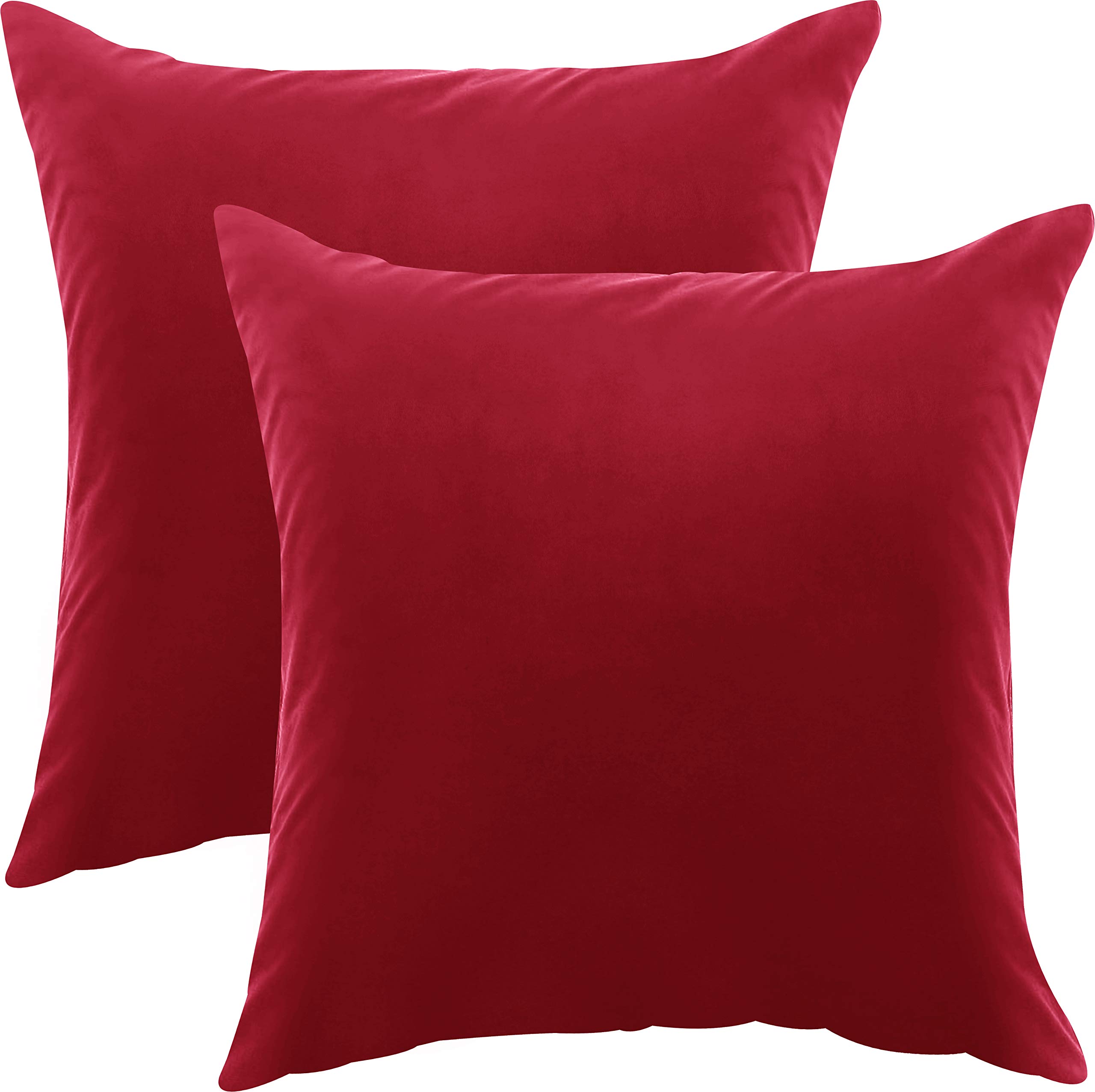 Utopia Bedding Cushion Covers 40 x 40 cm (Set of 2), Soft Velvet Decorative Throw Pillowcases with Invisible Zipper for Sofa, Bedroom and Living Room (16 x 16 Inches, Wine Red)