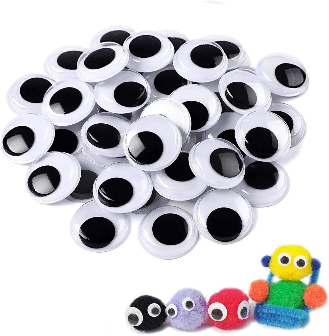 DELFINO 100 Pieces SelfAdhesive Jiggle Eyes Wiggle Eyes Self Adhesive