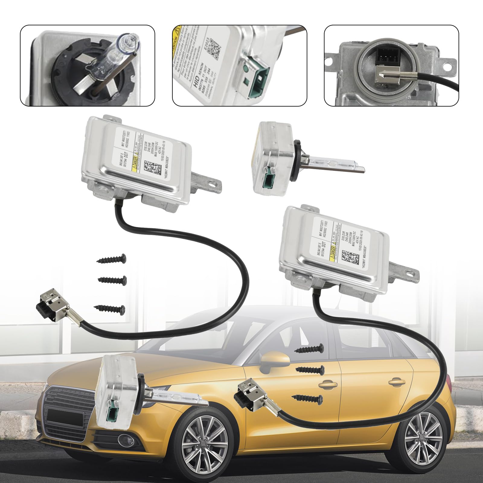 Xenon Steuergerät 8K0941597E mit D3S Xenon Brennern, HID Vorschaltgerät für Audi A1 A3 A4 A5 A6 A7 A8 Q3 Q5 Q7 S1 S3 S4 S5 S6 S7 S8 RS5 RS6 RS7 | für Volkswagen CC EOS Golf GTI Jetta