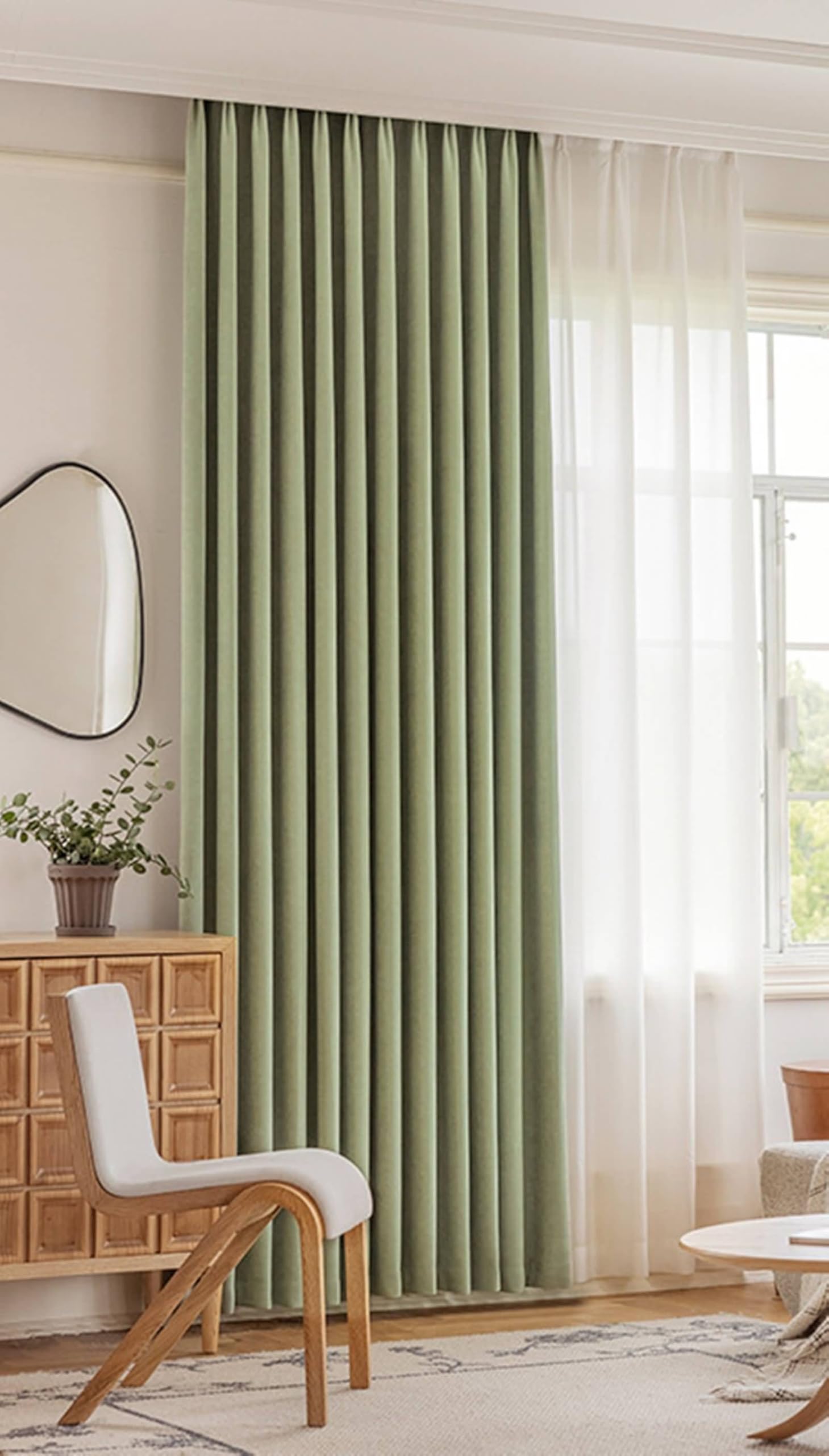 Gładka zasłona zaciemniająca, zielone zasłony zaciemniające awokado jednolity kolor szenilowy 2 panele 132W x 138 L cm
