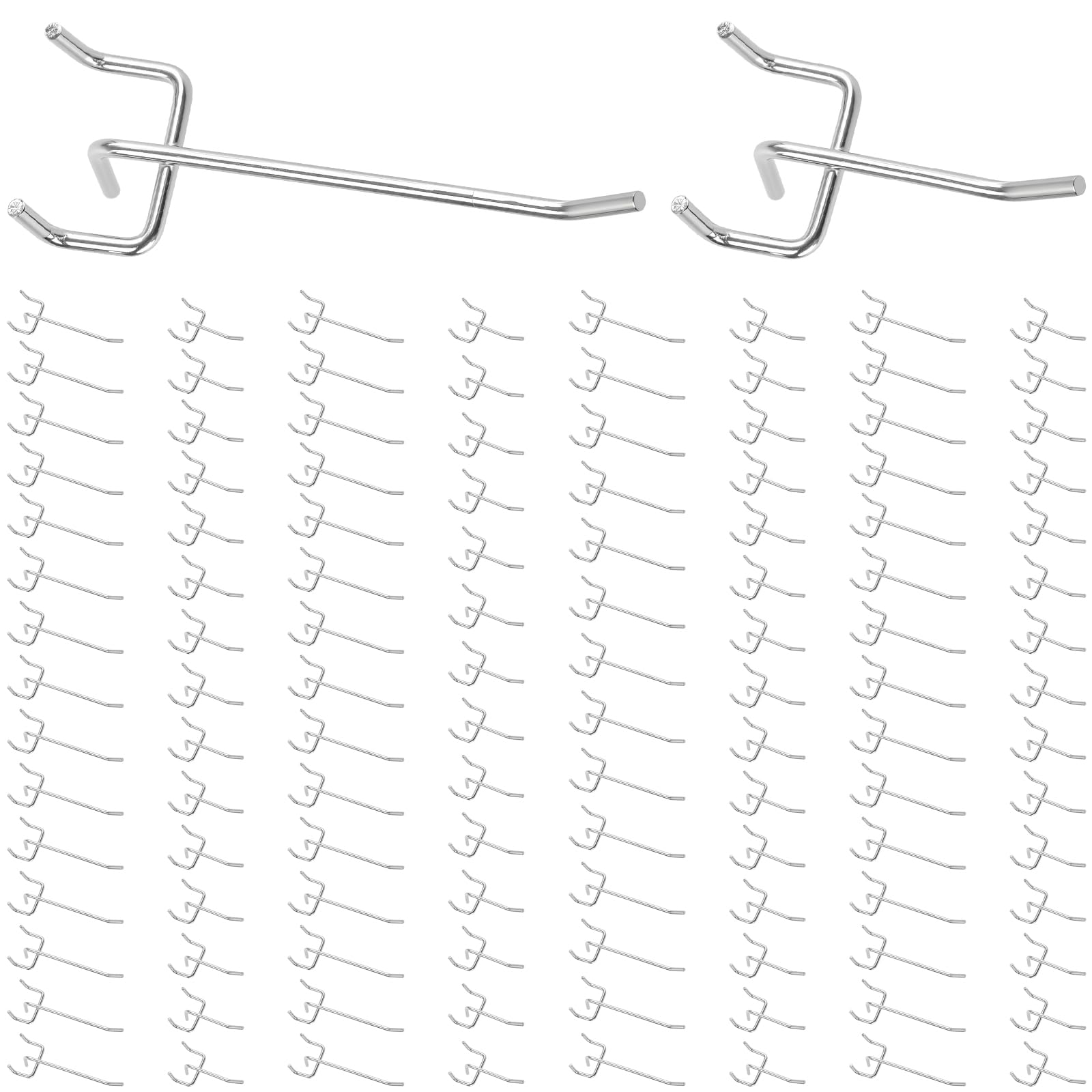 Zestaw 120 sztuk haczyków na ?cian? perforowan?, 5 cm + 10 cm, blacha perforowana, haki na ?cian? narz?dziow?, metalowe haki do tablicy wtykowej, do warsztatu, gara?u, kuchni, uchwytu