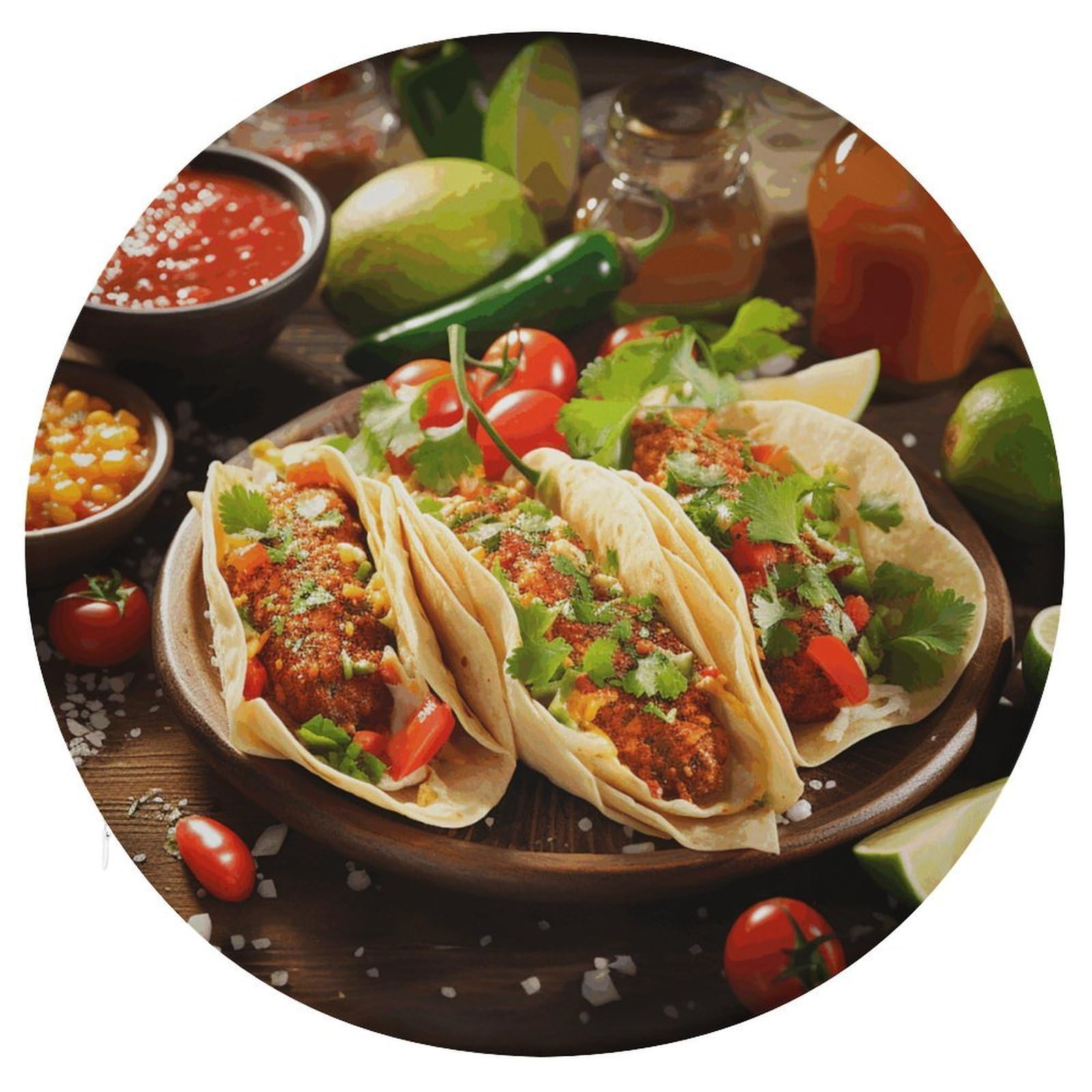 Wsoihfec Style Mexican Food Seat Cushion Round Chair Pad