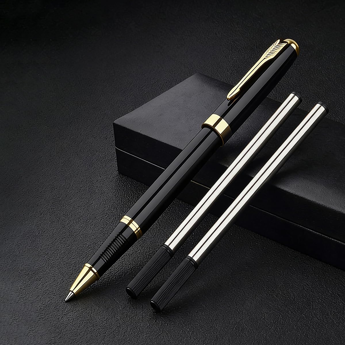 Metal Signature Pen Set, Metallic Ink Ballpoint Pen (Black), Personalized Pen Set, Ballpoint Pen Gift Locker Set, Professional and Cute