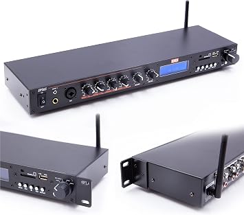 EMB Rack Mount Studio Pre-Amplifier - Audio Receiver System w/Digital LCD Display Bluetooth FM Radio Recording Mode Remote Control USB Flash or SD Card Reader Input and Output Jack - EPS65