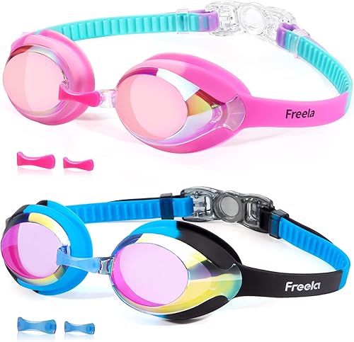 Freela Goggles for Kids Toddler 3-12 Pack of 2 Come with 2 Hard Cases Anti Fog Anti UV No Leak for Indoor Outdoor