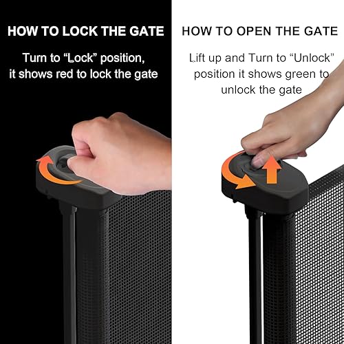 Miniatura 4 de Puerta retráctil para bebé, puerta de malla para bebés o puerta de malla para perros, 33 pulgadas de alto, se extiende hasta 55 pulgadas de ancho,