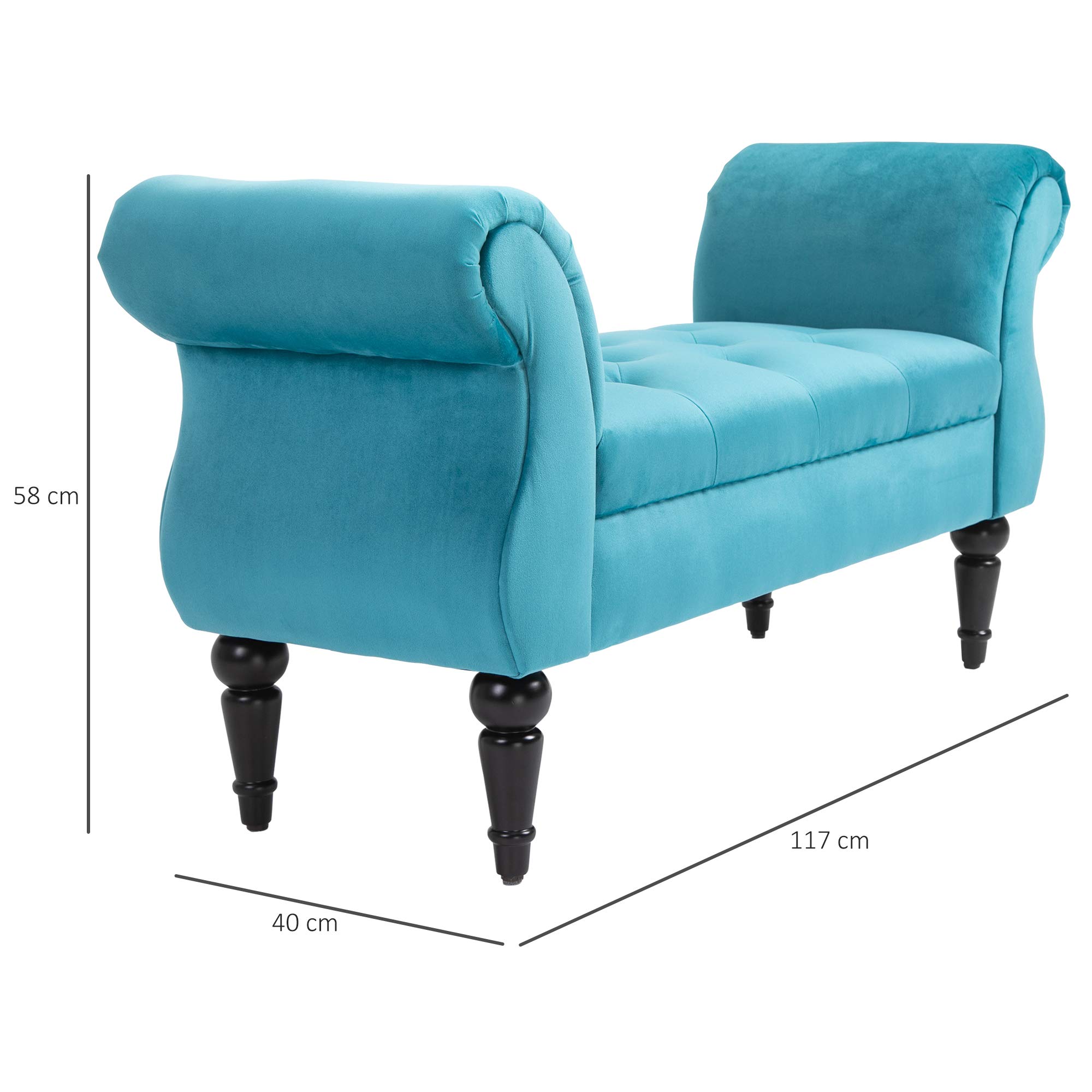 HOMCOM Panca Fondoletto in Stile Vintage in Legno 117 x 40 x 58cm Azzurra