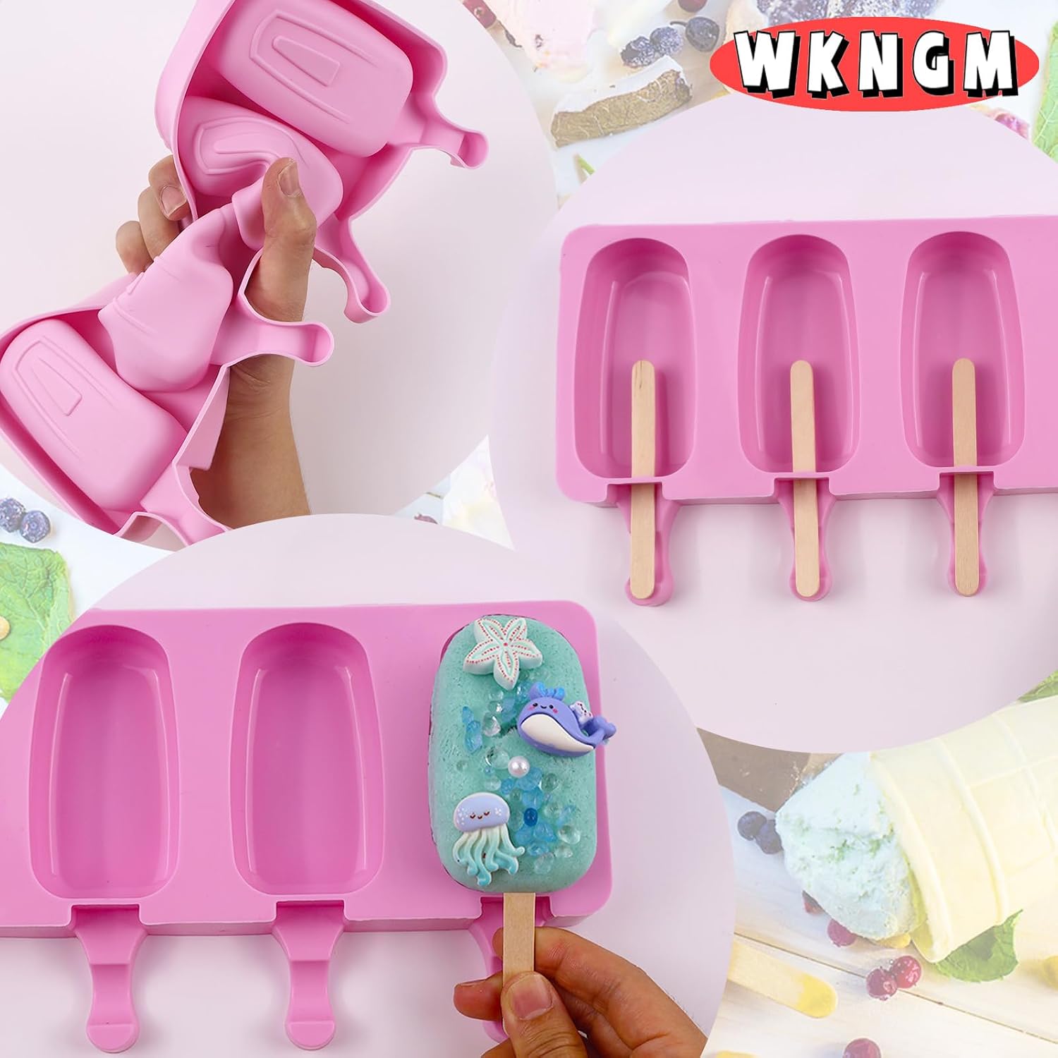 3pcs Cake Pop Molds, Silicone Popsicle Molds with Lids Ice Cream Bar Mold image 5