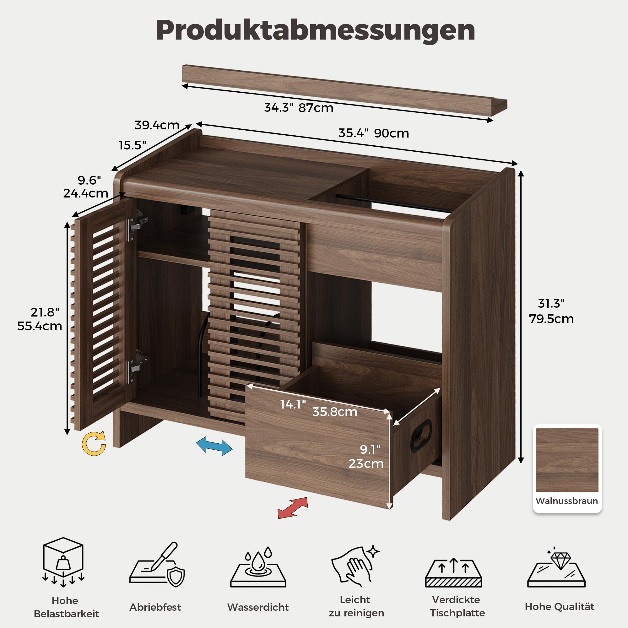 IRONCK Vinyl Plattenspieler Regal mit Schallplatten Wandhalterung, Schallplattenständer Schallplatten Aufbewahrung up to 350 Albums mit Ladestecker, für Wohn- und Schlafzimmer,Retro Walnussbraun