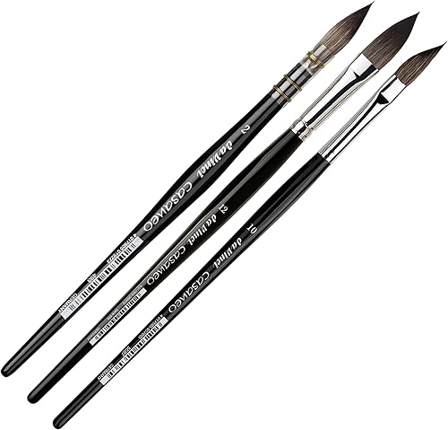 Miniatura 3 de da Vinci Brushes 4250DV - Juego de pinceles para acuarela, tamaño 2, tamaño inclinado 10, ovalado tamaño 12, negro 3