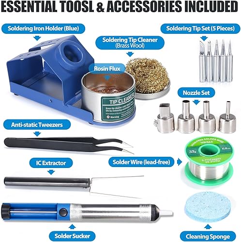 Miniatura 7 de YIHUA 862BD+SMD ESD Safe 2 en 1 Estación de retrabajo de aire caliente del soldador °F /°C con múltiples funciones