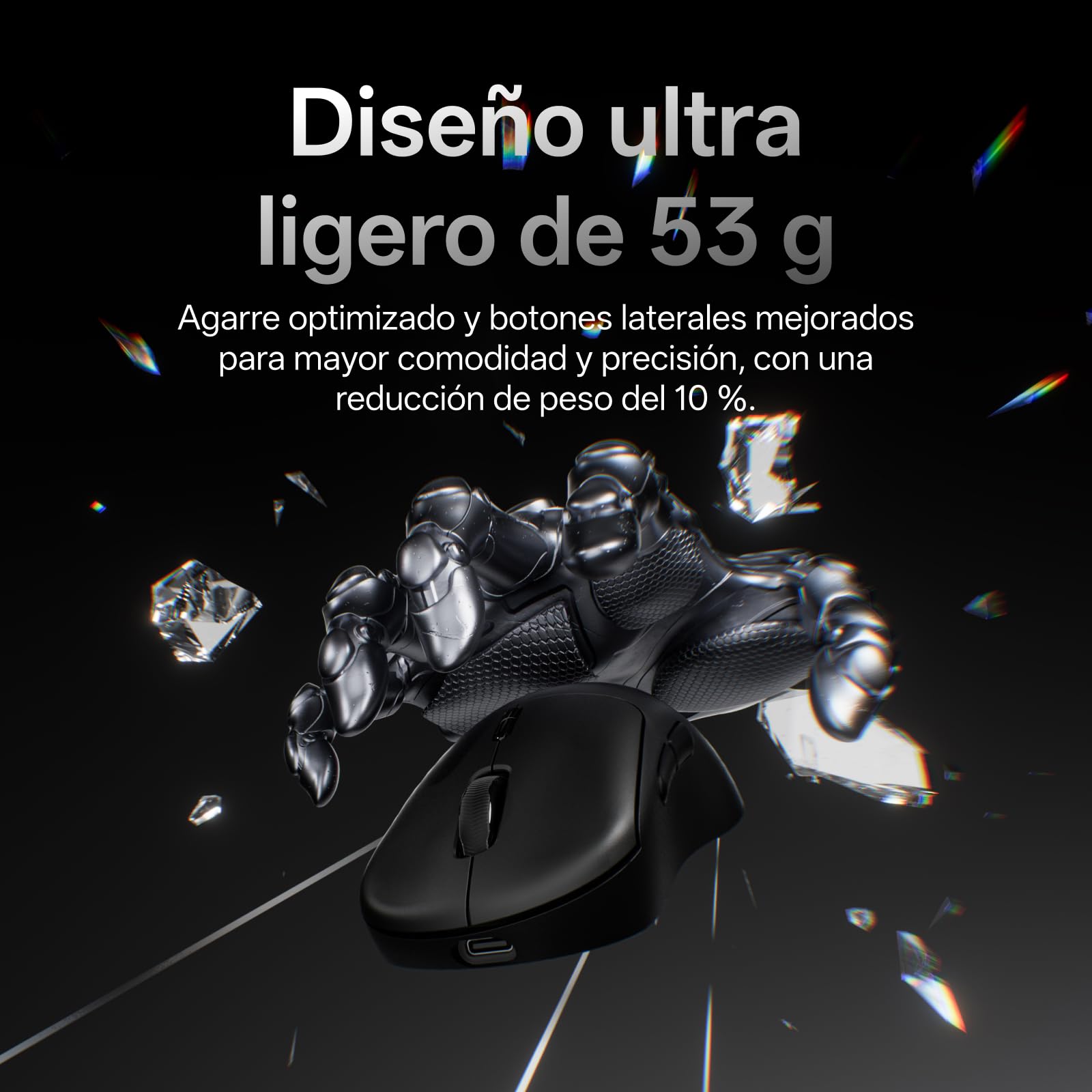 Rapoo VT3 MAX Gen-2 Ratón Gaming Inalámbrico, Sensor Paw 3950 Ultimate, 30000DPI, Verdadero Sondeo de 8000 Hz, Ultraligero 53g, Batería de hasta 750h, Interruptor Óptico 120M, 10 Botones Programables