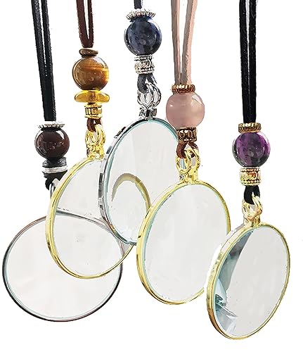 Magnifying Glass Necklace, Customize Your Healing Stone. Adjustable Length. Modern Monocle. Reading Glasses. La Loupe by Wendra