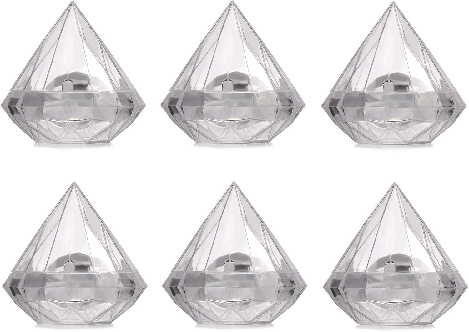 6 Pack Clear Diamond Shape Ornaments Clear Plastic