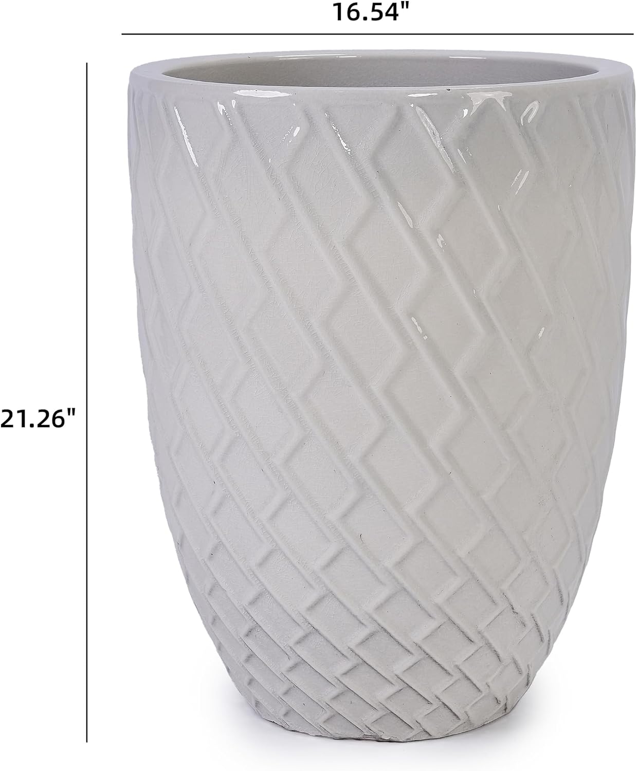 Handcrafted Large Ceramic Planter Pot, 17 Inch Indoor Outdoor Glazed Flower Pot with Drainage, Modern Tall Planter for Monstera, Fiddle Leaf Fig, Patio, Entryway, Living Room Decor