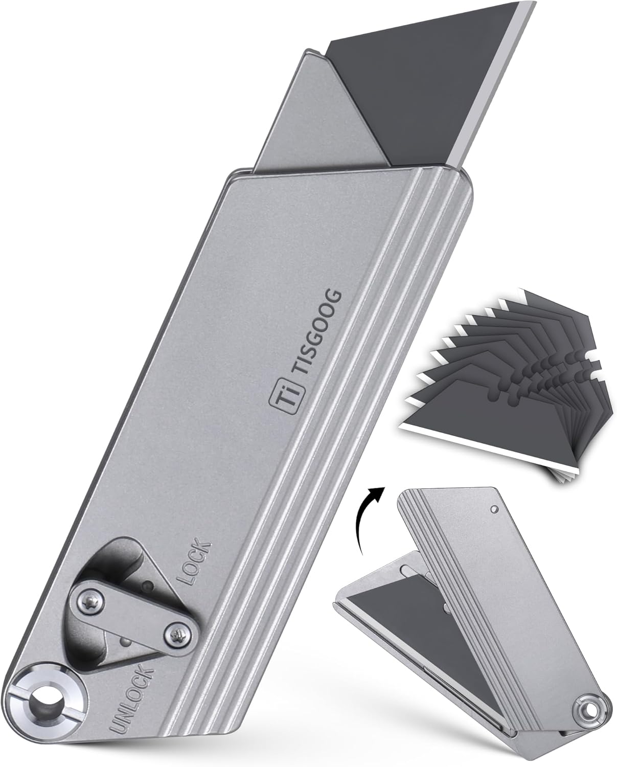 Titanium Utility Knife, Razor SK120 Blades Pocket Knife, Compact EDC Box Cutter, Quick Retractable With 10Pcs Blades Replacement