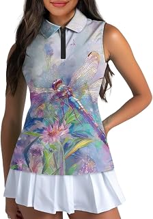 YEXIATODO Golf Shirt Women Sleeveless V Neck Athletic Shirt Golf Polo Shirts Golf Outfits for Golfers Tennis Tank Top,XS-2XL