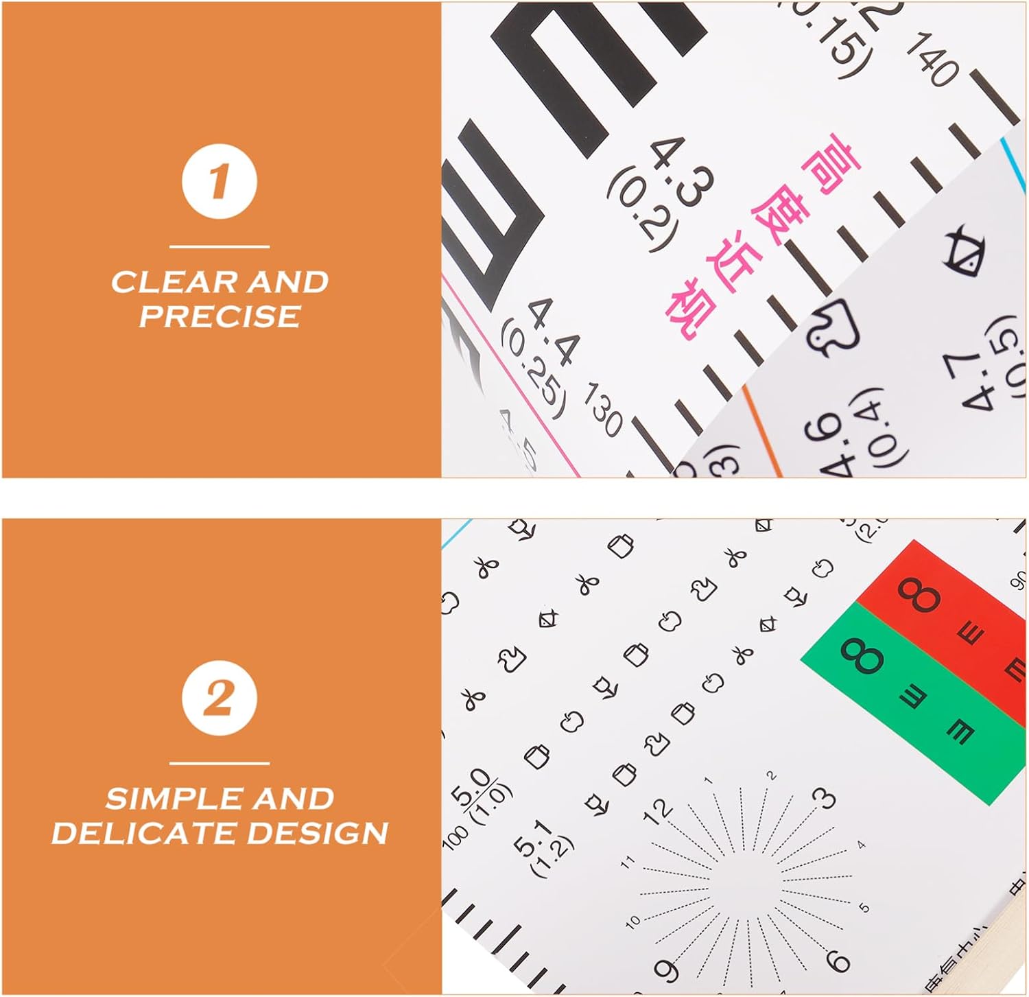 Double-Sided Eye Chart Vision Test Hand Pointer and Occluder Lightweight Exam Tool for Home Use