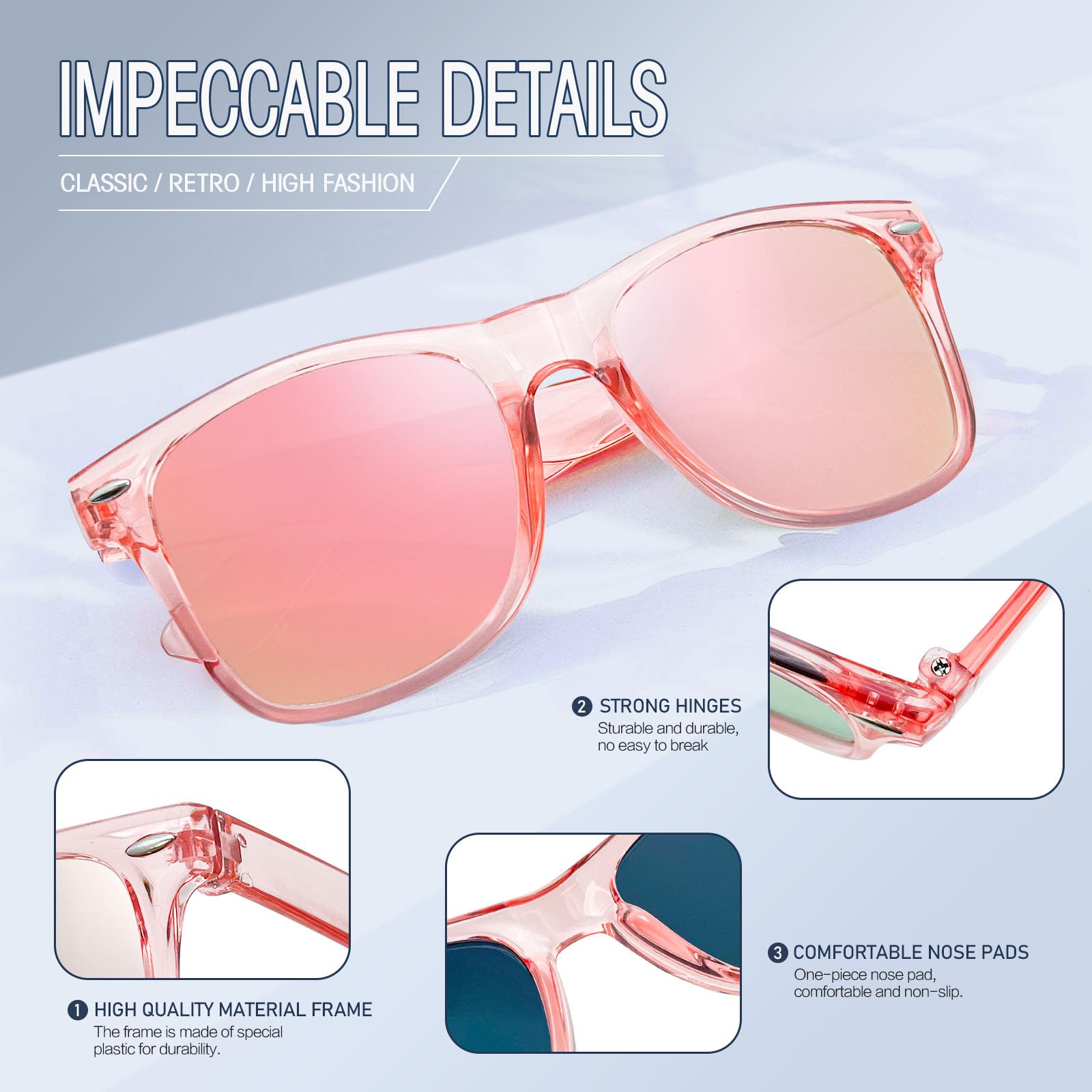 12/24 Stück Großhandel 80er 90er Retro Neon Party klarer Rahmen bunt verspiegelte Sonnenbrille Bulk für Männer Frauen