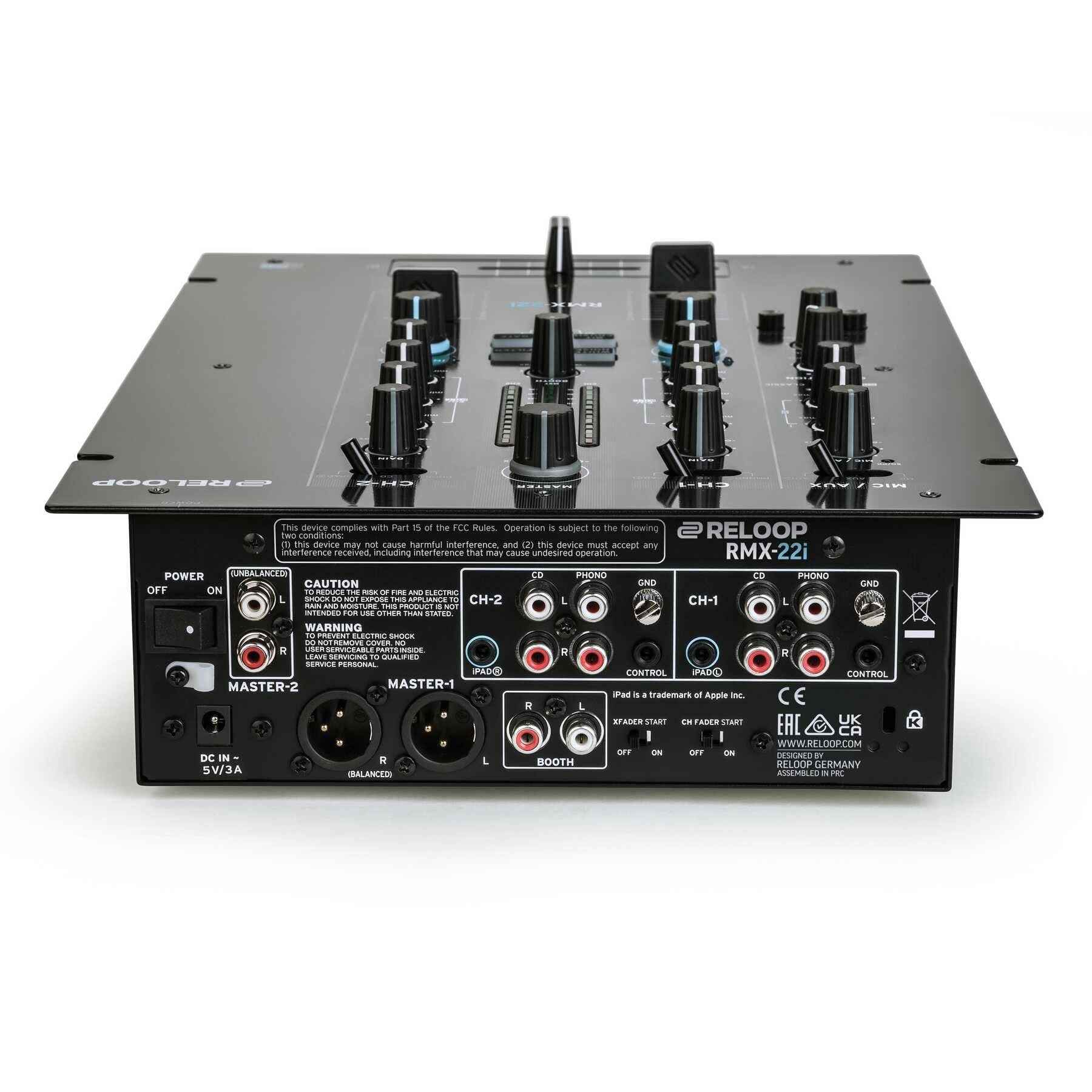 Reloop RMX-22i - Mixer digitale a 2 (+1) canali, 4 effetti sonori istantanei di colore per canale, iPad/tablet/smartphone audio split-input audio, nero