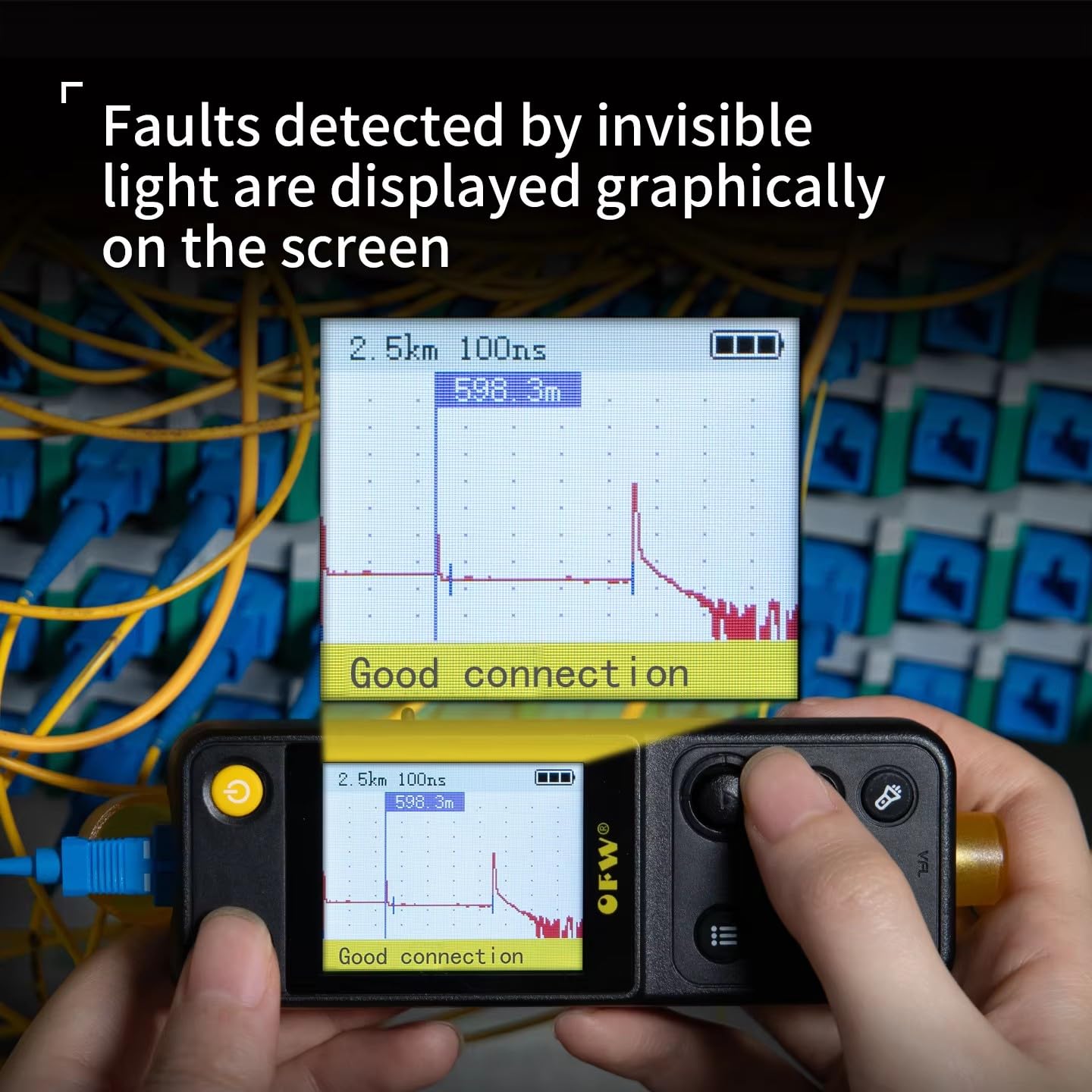 Localisateur visuel de défaut portable, reflectometre fibre optique de, Ranger de Fiber FTTB FTTH, Mini OTDR Support Active Fibre Test Fibre, FWV-100-V10