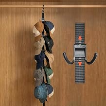 Hat Organizer for Closet, Hat Rack for Door with 6 Durable Adjustable Hooks & Storage Bag, Height 66 in Hat Storage for Home Dorm Room Travel Outdoor