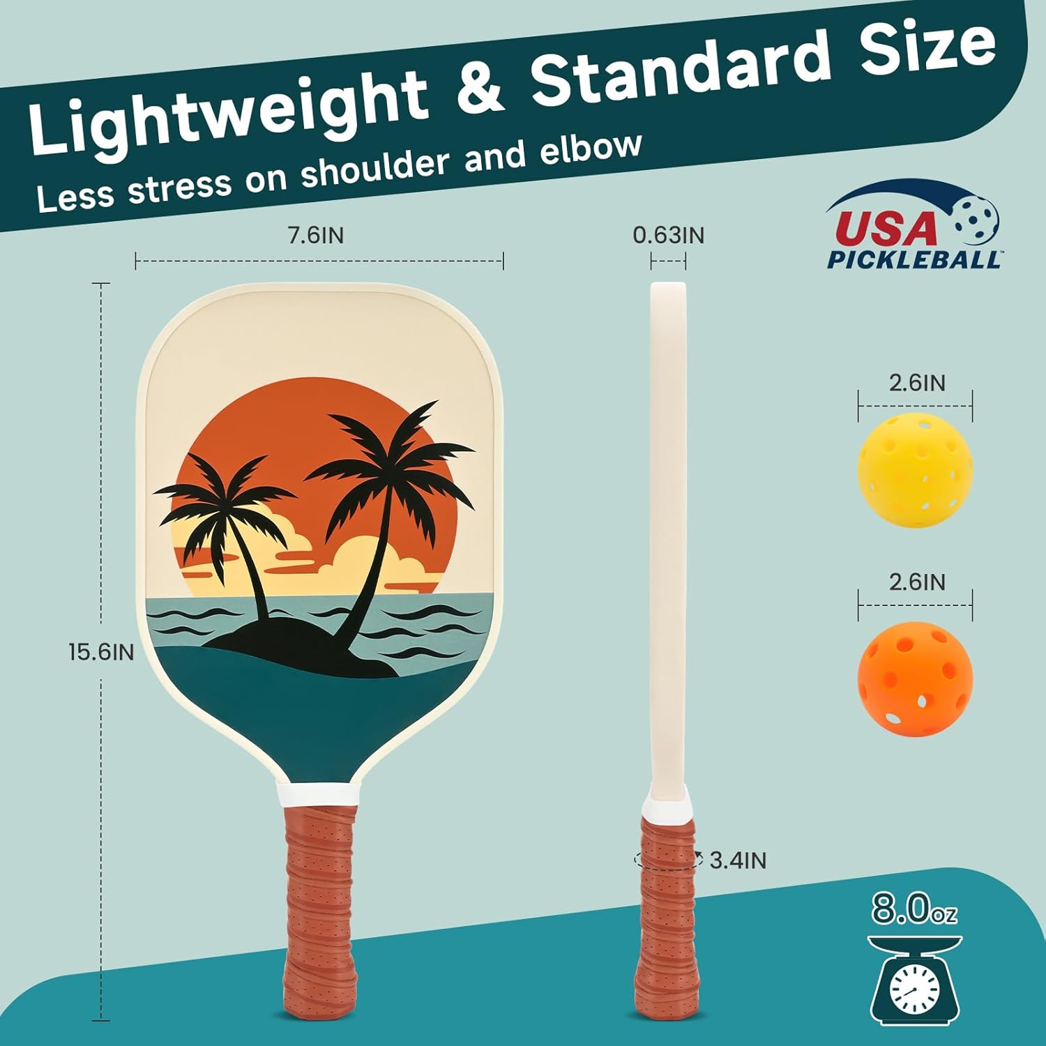 Pickleball Paddles, USAPA Approved Cute Pickleball Paddles Set of 2/4, Polypropylene Honeycomb Core, Fiberglass Pickleball Set with 2 or 4 Pickleball Rackets, 4 Balls, 1 Bag for Women