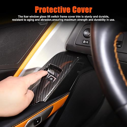 Miniatura 5 de Cubierta del panel de control de la ventana de la puerta del automóvil para Chevrolet Corvette C7 para el interior del automóvil (2 piezas)