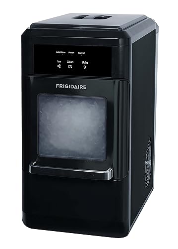 Frigidaire EFIC237 - Máquina de hielo crujiente masticable para encimera, 44 libras por día, autolimpieza automática, color negro inoxidable